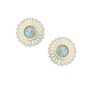 Kendra Scott Luxe Round Baguette Stud - Amazonite